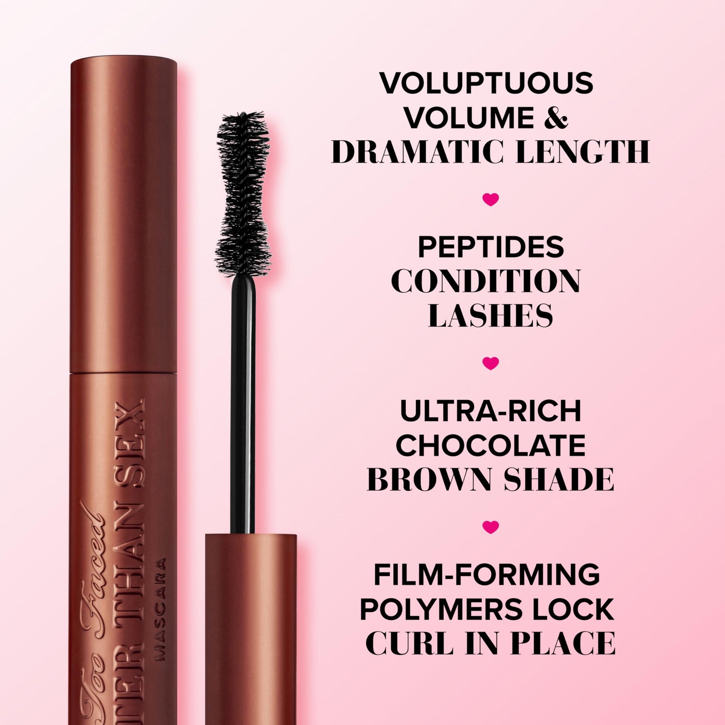Too Faced Better Than Sex Volumizing Mascara | Dramatic Volume, Length + Peptides Help Condition Lashes, 0.27 Fl Oz, Chocolate