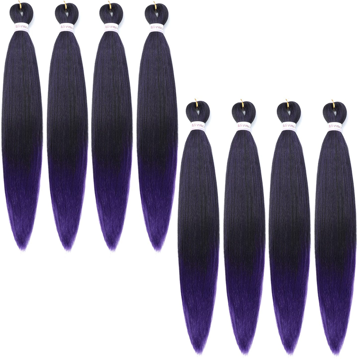 Alrence Pre Stretched Braiding Hair Long Braid 30 Inch 8 Packs Professional Braiding Hair Extensions Synthetic Crochet Twist Braids (30 Inch, 1B/Purple)