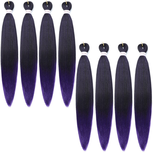 Alrence Pre Stretched Braiding Hair Long Braid 30 Inch 8 Packs Professional Braiding Hair Extensions Synthetic Crochet Twist Braids (30 Inch, 1B/Purple)