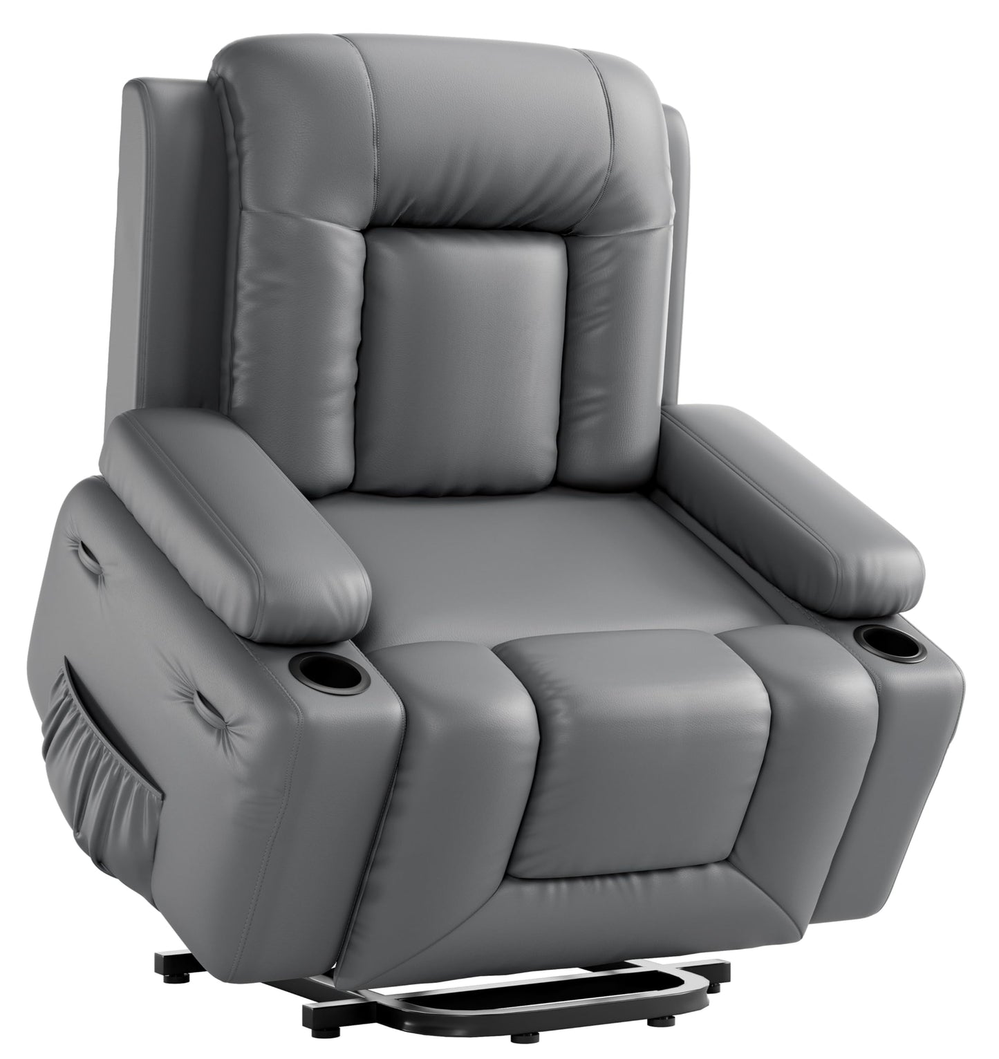 GarveeHome Oversized Wide Power Lift Recliner Chair - Heat and Massage, Faux PU Leather, Adjustable Back and Legs, Electric Lift Chair Designed for The Elderly and People with Mobility impaired