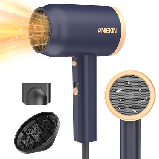 ANIEKIN Hair Dryer, 1875 Watts Fast Drying Blow Dryer with Diffuser and Concentrator, Compact Lightweight Hair Dryer for Women and Men