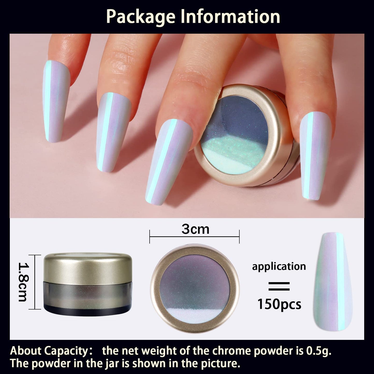 Allstarry Unicorn Chrome Nail Powder, Aurora Mermaid Iridescent White Pearl Nail Chrome Powder Pigment Glitter Fairy Dust for Nail Art, Manicure, Gel Nail Polish - Dream Purple