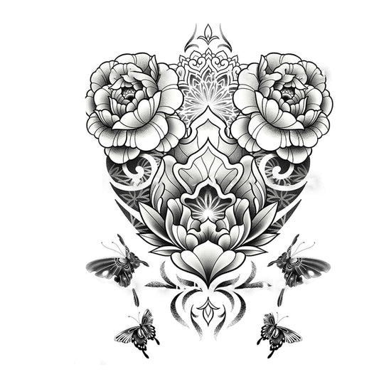 Back Tattoos for Women Floral Adults Temporary Neck Long Lasting Realistic Fake Mandala Body flowers Sticker (Temporary Tattoos Sticker 29)