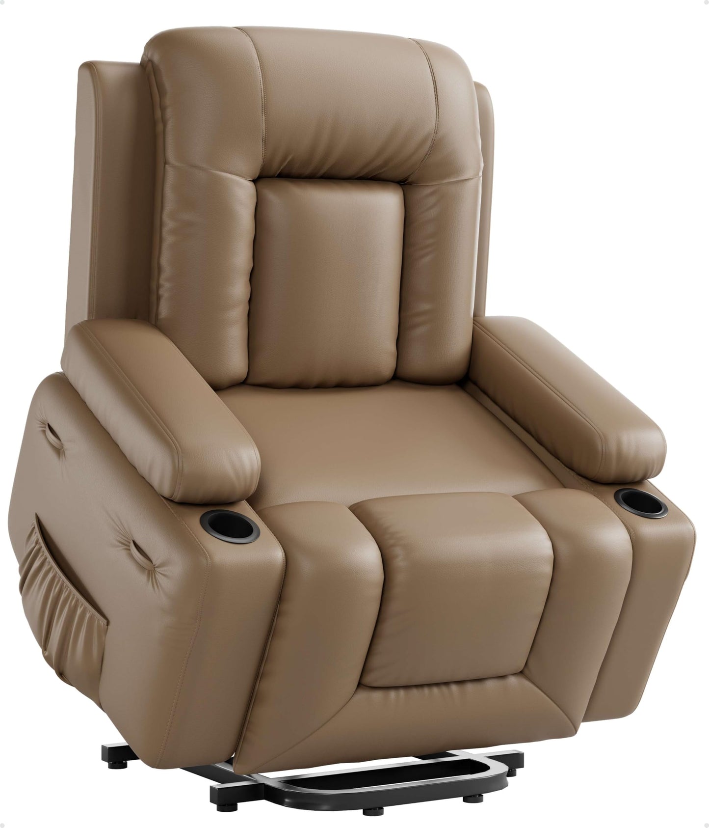 Power Lift Recliner Chair - Heat and Massage, Faux PU Electric Lift Recliner for Elderly & Mobility Impaired, Adjustable Back and Legs, Heavy Duty Lift Chair for Seniors