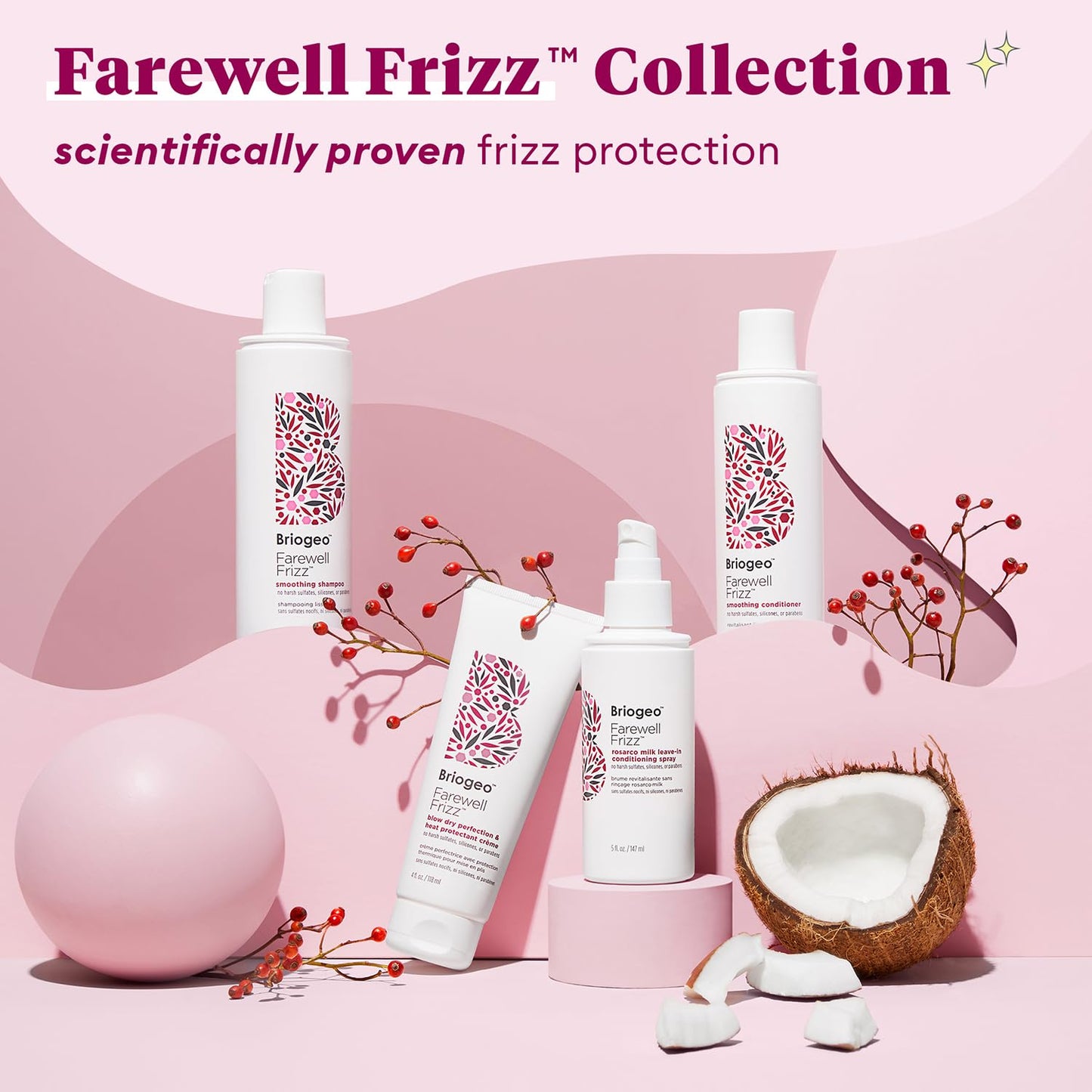 Briogeo Farewell Frizz Blow Dry Perfection & Heat Protectant Crème, Anti Frizz Hair Cream with Argan Oil for Styling, Silicone-free, Heat Protectant, Smooths Hair, Vegan, Cruelty-Free, 4 fl oz