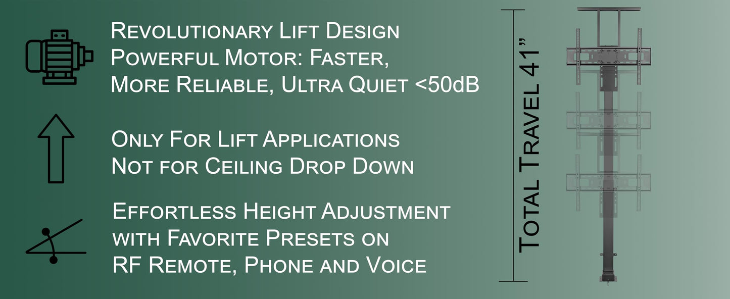 ynVISION.DESIGN Motorized TV Lift Mount for 37"-77" TV's | Vertical Lift Motor TV Stand with RF Remote and Smart Phone Control via WiFi