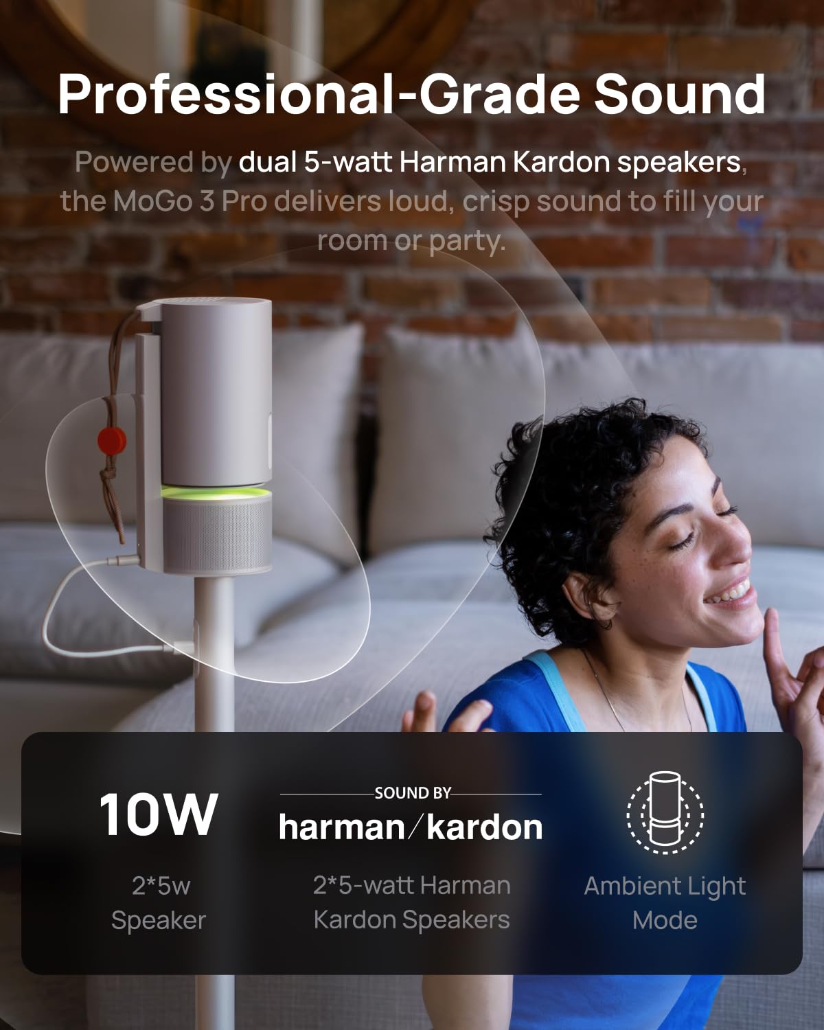 XGIMI MoGo 3 Pro NEW Portable Projector, Google TV with Licensed Netflix, Build-in Adjustable Stand, Mini Projector Supports Power Banks, 450 ISO Lumens, ISA 2.0, 2 x 5W Harman Kardon