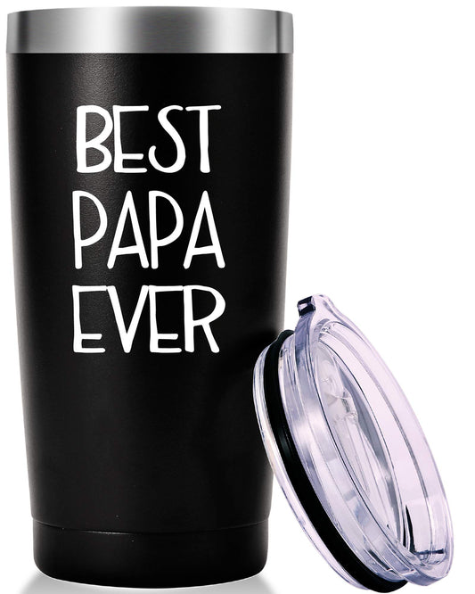 AMZUShome Best Papa Ever Mug.Dad Papa Gifts.Father Gifts,Birthday,Christmas Gifts for Men,Dads,New Daddy,Papa,Father from Wife,Son,Daughter Tumbler(20oz Black)