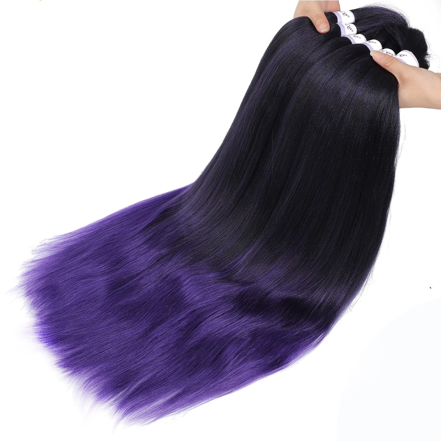 Alrence Pre Stretched Braiding Hair Long Braid 30 Inch 8 Packs Professional Braiding Hair Extensions Synthetic Crochet Twist Braids (30 Inch, 1B/Purple)