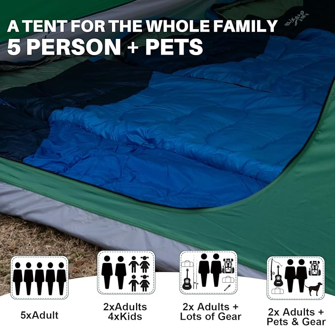 1/2/4/5/6 Person Dome Tents for Camping, Lightweight Portable Backpacking Tent, Small Easy Set Up Outdoor Waterproof Camping Hiking Tent for Adults