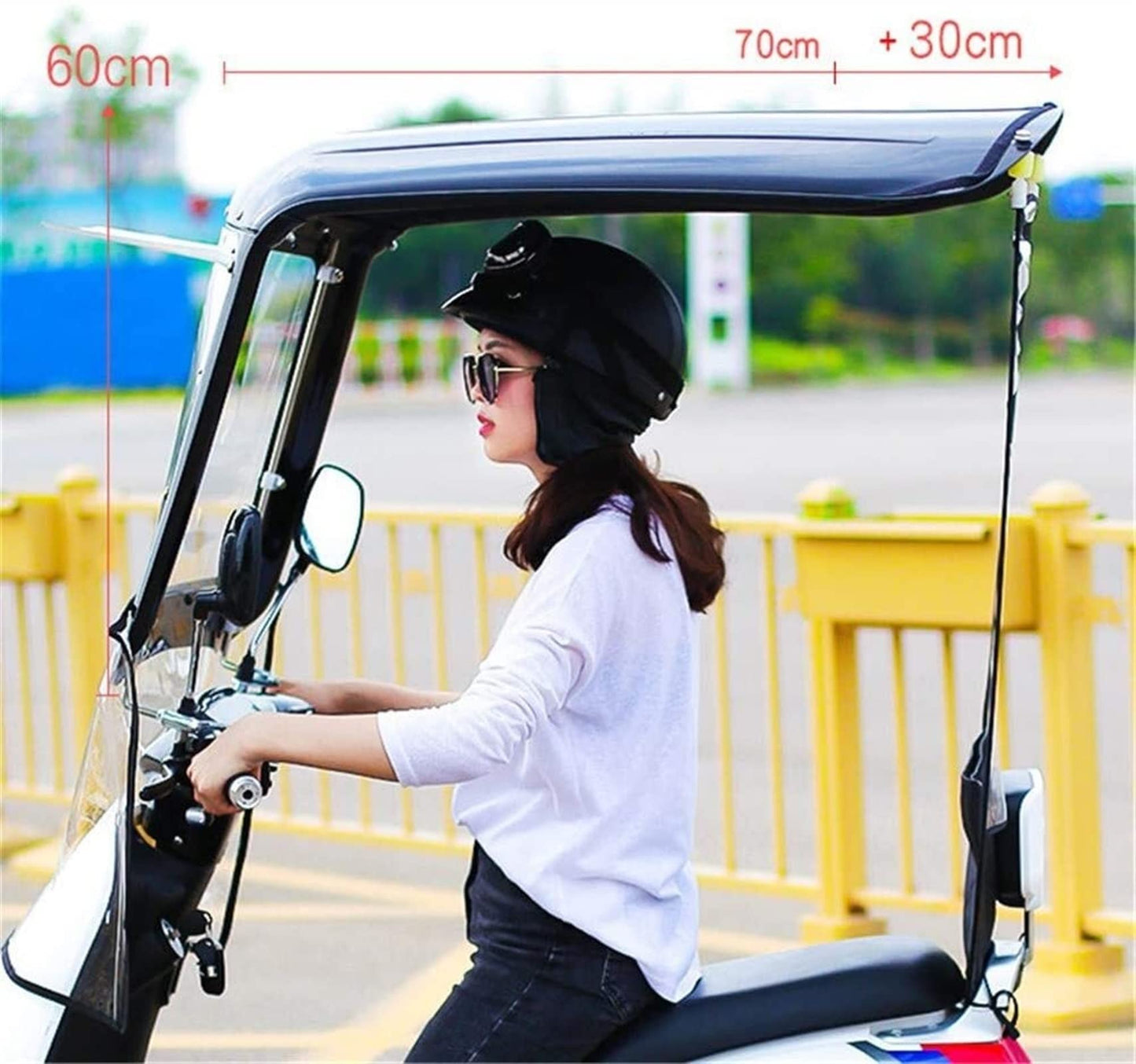 Electric Motorcycle Umbrella Cover,Fully Enclosed Universal Sunshade, Scooter Rain Waterproof Cover, Battery Car Canopy, Sun Visor Windshield-Excluding Vehicles