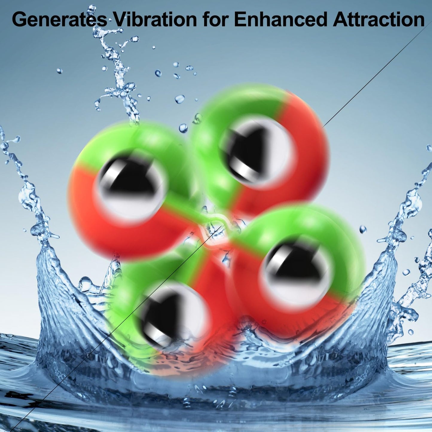 Alwonder 20-Pack Fishing Double Rattle Beads, Catfish Rig Fishing Attractants Portable Plastic Fishing Beads Fishing Bells Accessory for Catfish Striper Bass Pompano Green and Red