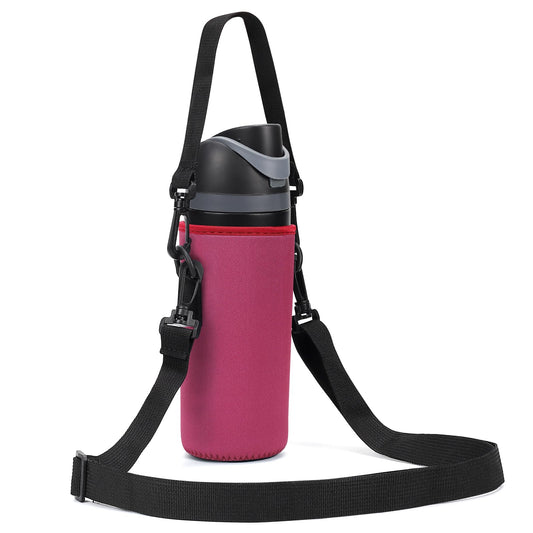 Neoprene Water Bottle Carrier Bag with Adjustable Shoulder Strap for Owala 24 OZ Tumbler, Insulated Water Bottle Cover for Owala FreeSip Insulated Water Bottle (Mauve, 24 OZ)