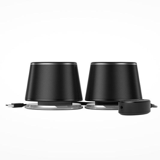 Amazon Basics Bluetooth and USB Computer Speakers with Blue Lighting, Large, Black