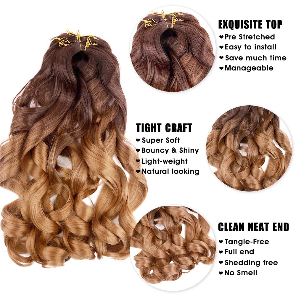 Amir Hair 8 packs French Curly Braiding Hair 20 Inch Loose Wave Braiding Hair Pre Stretched Synthetic Hair Extensions (T4/30)