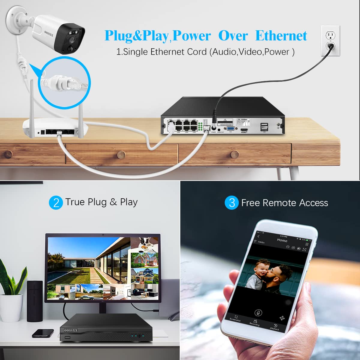 (4K/8.0 Megapixel & 130° Ultra Wide-Angle) 2-Way Audio PoE Outdoor Home Security Camera System Wired Outdoor Video Surveillance IP Cameras System