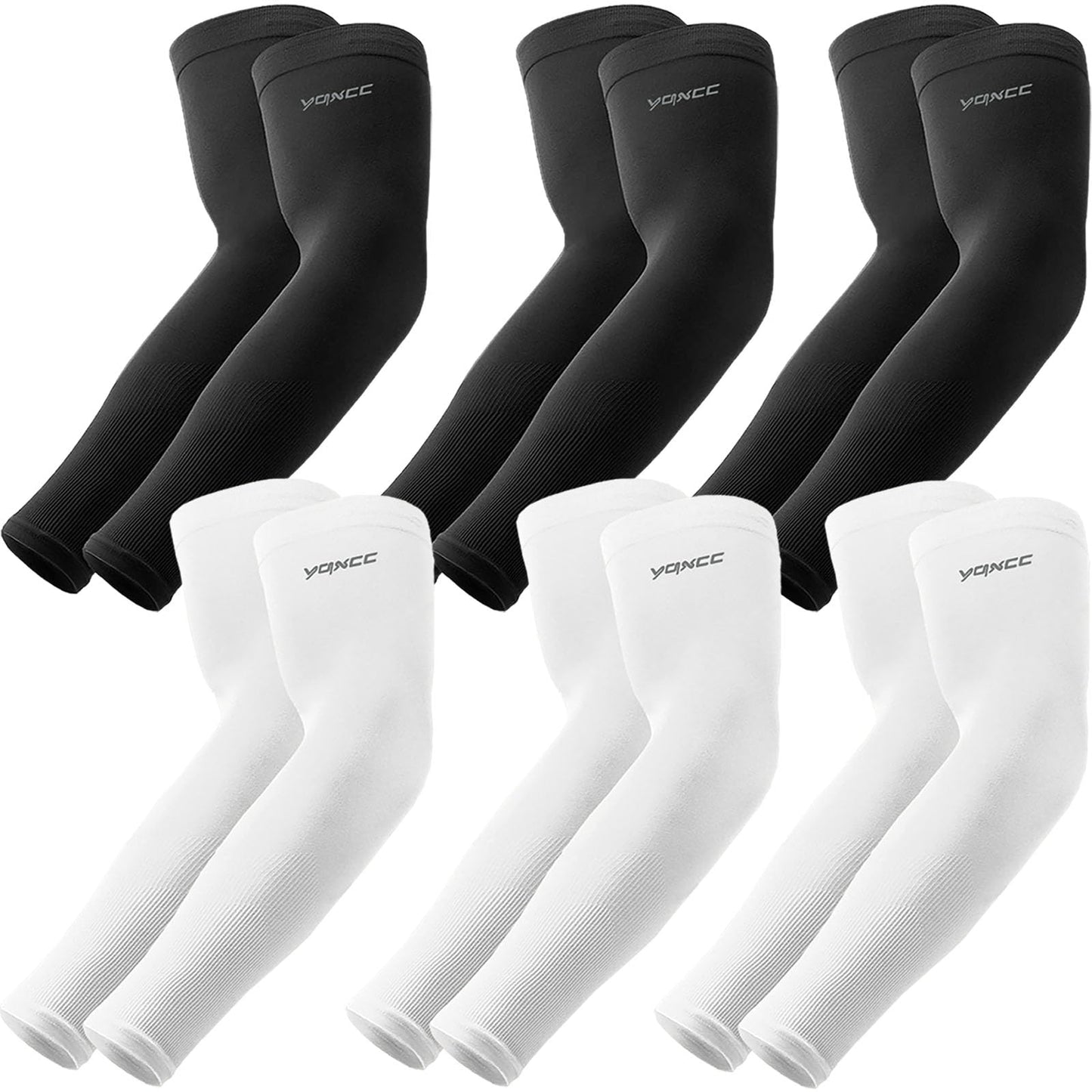 YQXCC 6 Pairs Arm Sleeves, Cooling UV Sun Protection Sports Compression Sleeves for Men Women, Golf Basketball Arm Sleeves