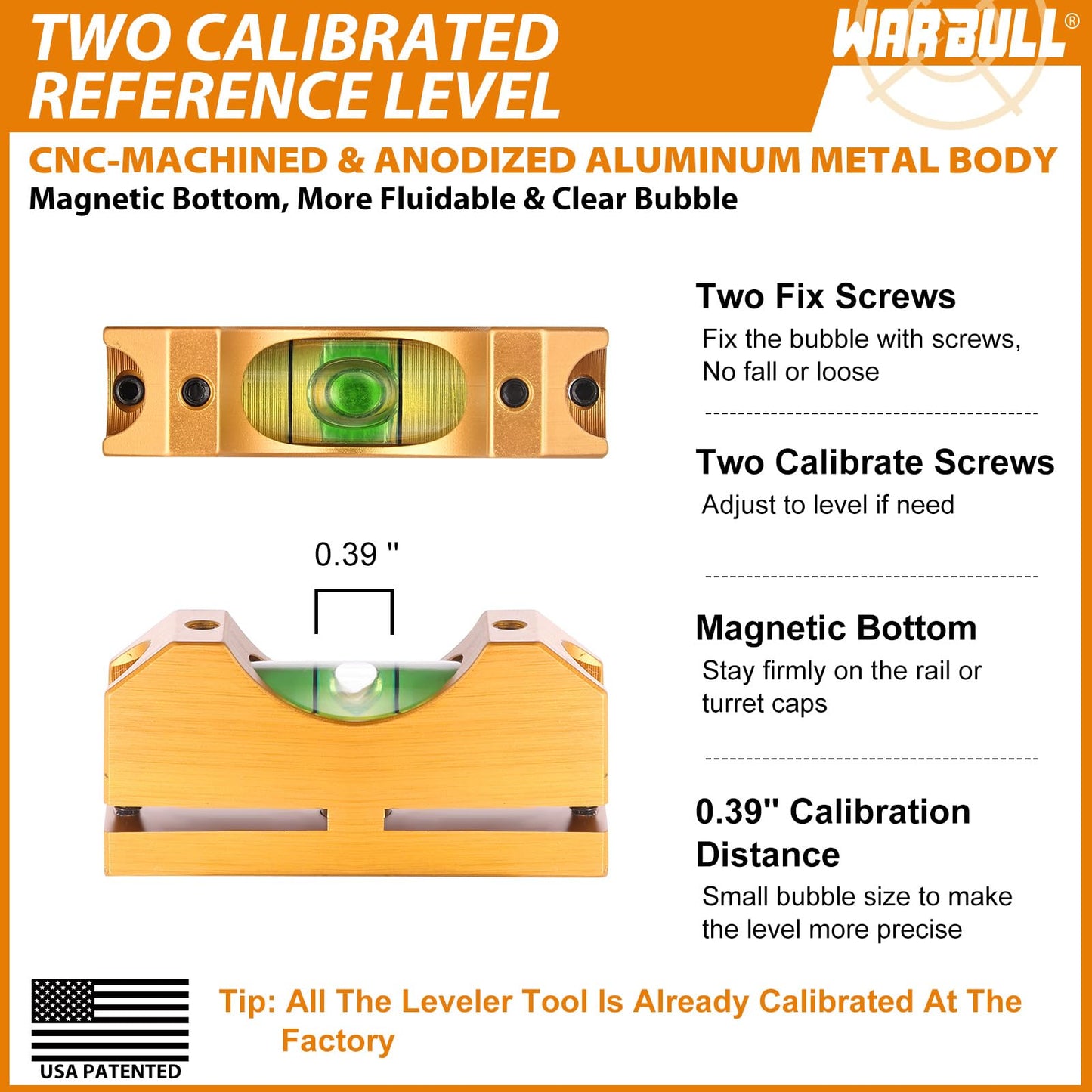 WarBull Scope Leveling Kit Universal, Magnetic Base High-Precision Clearer Level Bubble, Heavy-Duty Scope Leveler, Scope Level Tool for Rifle Shotgun Frame Shooting Table with Storage Case - Glod