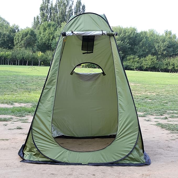 1-2 Person Portable Pop Up Shower Privacy Shelter Tents with 3 Windows, Waterproof UV Protection Picnic Camping Fishing Shelter Tent, Outdoor Dressing Room Beach Isolation Sun Shelter (Green)