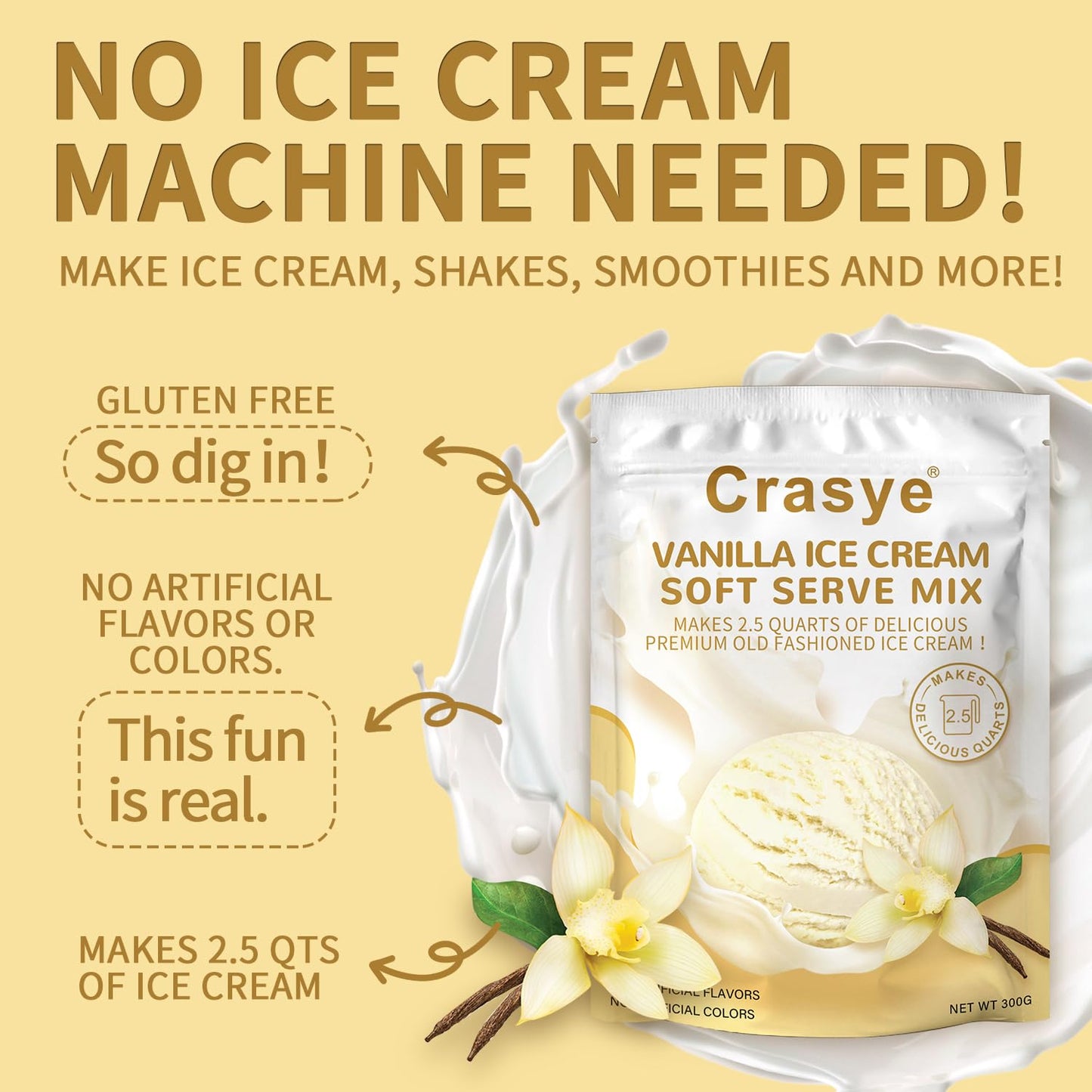 10 Ounce Ice Cream Mix Vanilla Soft Serve Mix Soft Serve Mixes Base Powder Homemade for Ice Cream Maker Machine