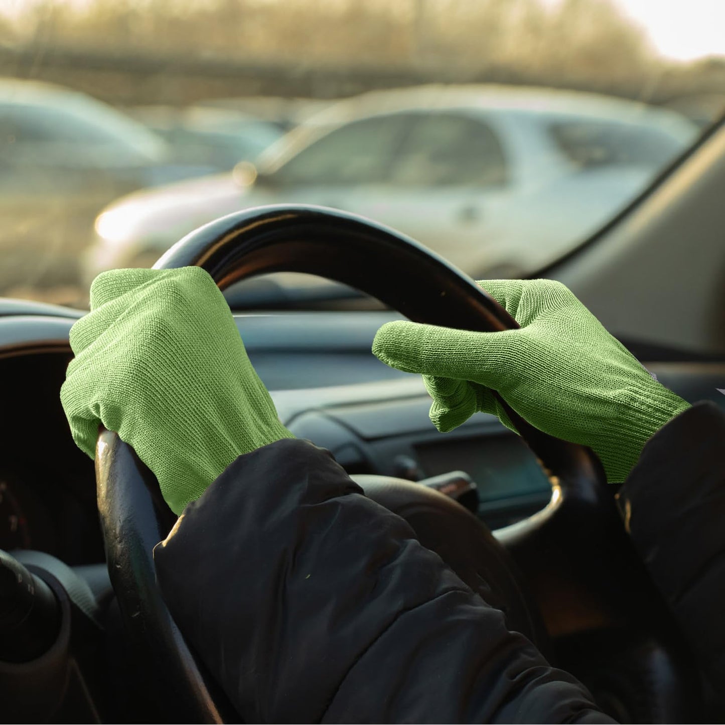 MIG4U Moisturizing Beauty Gloves Touchscreen Overnight Sleeping Glove for Women Dry Hands, Nighttime Lotion, Eczema, SPA, Cosmetic Treatment, Apple Green 3 Pairs Size L/XL