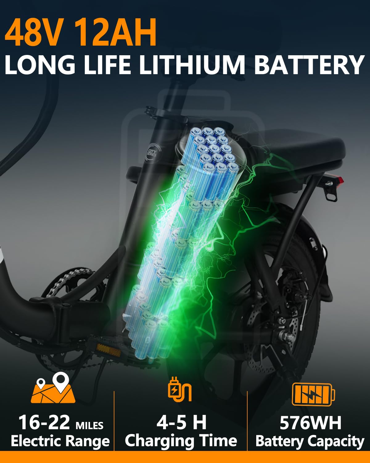 Electric Bike for Adults, 14" Folding 500W Motor Ebike with 48V 12AH Removable Battery, 20+ Miles Max Range, 20MPH Max Speed, City Commuter Bicycle