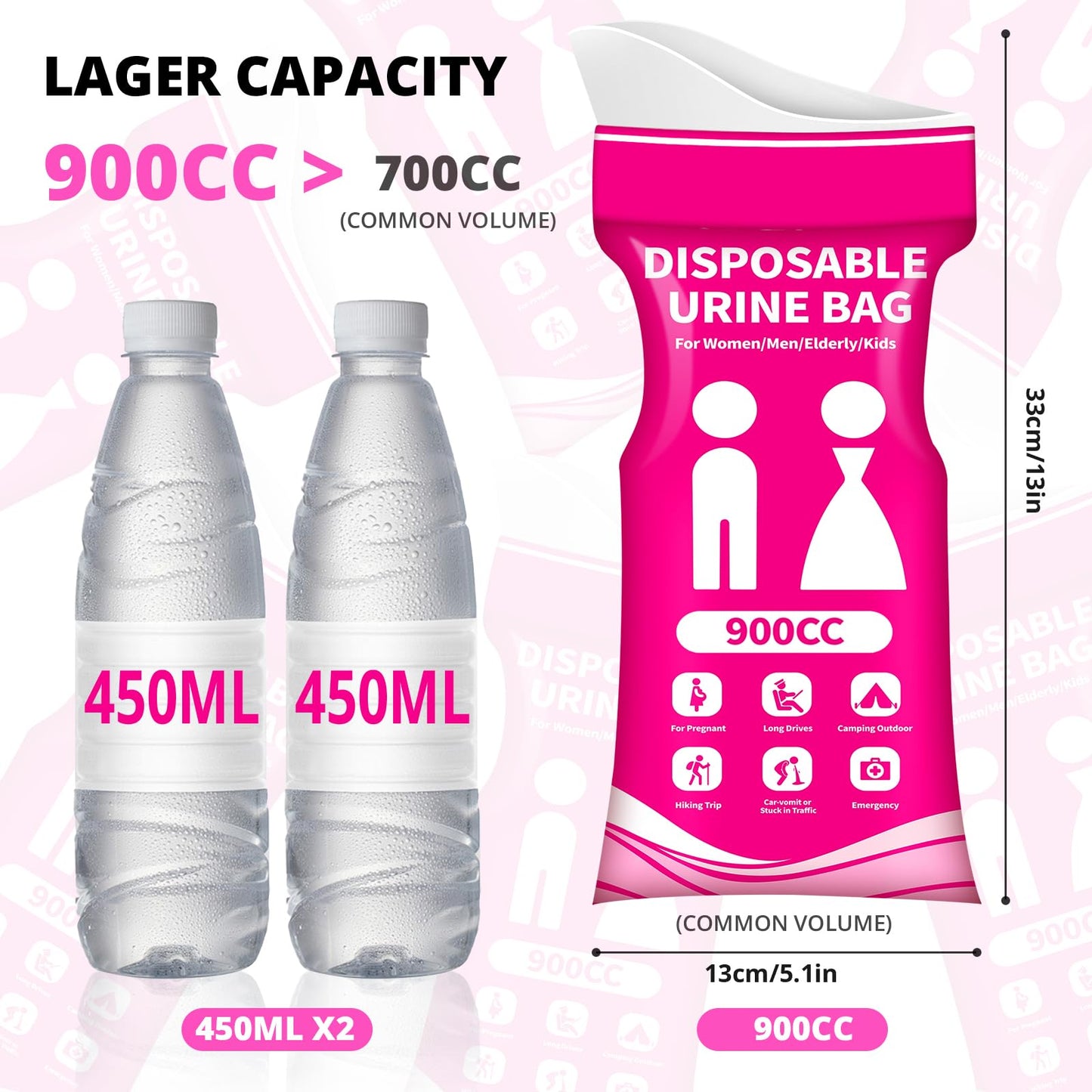 HOKINETY Disposable Urine Bag for Travel - 900ML Portable Pee Bags for Women Men 12 PCS Emergency Vomit Bags Unisex Toilet Urinal for Car Camping, Road Trip,Traffic Jams, Pregnant, Kids, Patient