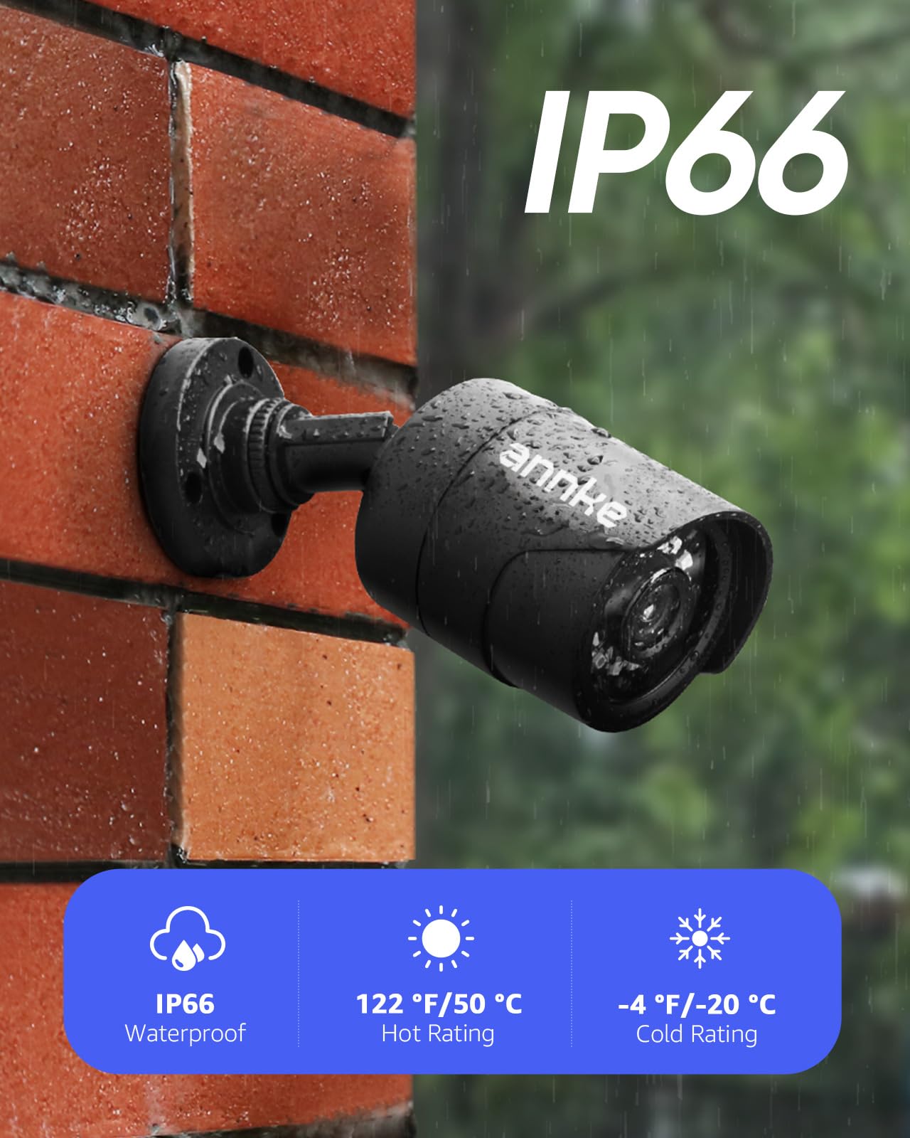 ANNKE 1080p Security Camera 4-in-1 CCTV Bullet Wired Cam, AHD/TVI/CVI/CVBS, Analog Surveillance Video Add-On Black Camera for Outdoor Use, 100ft Clear Night Vision (Power Adapter Not Included) - E200