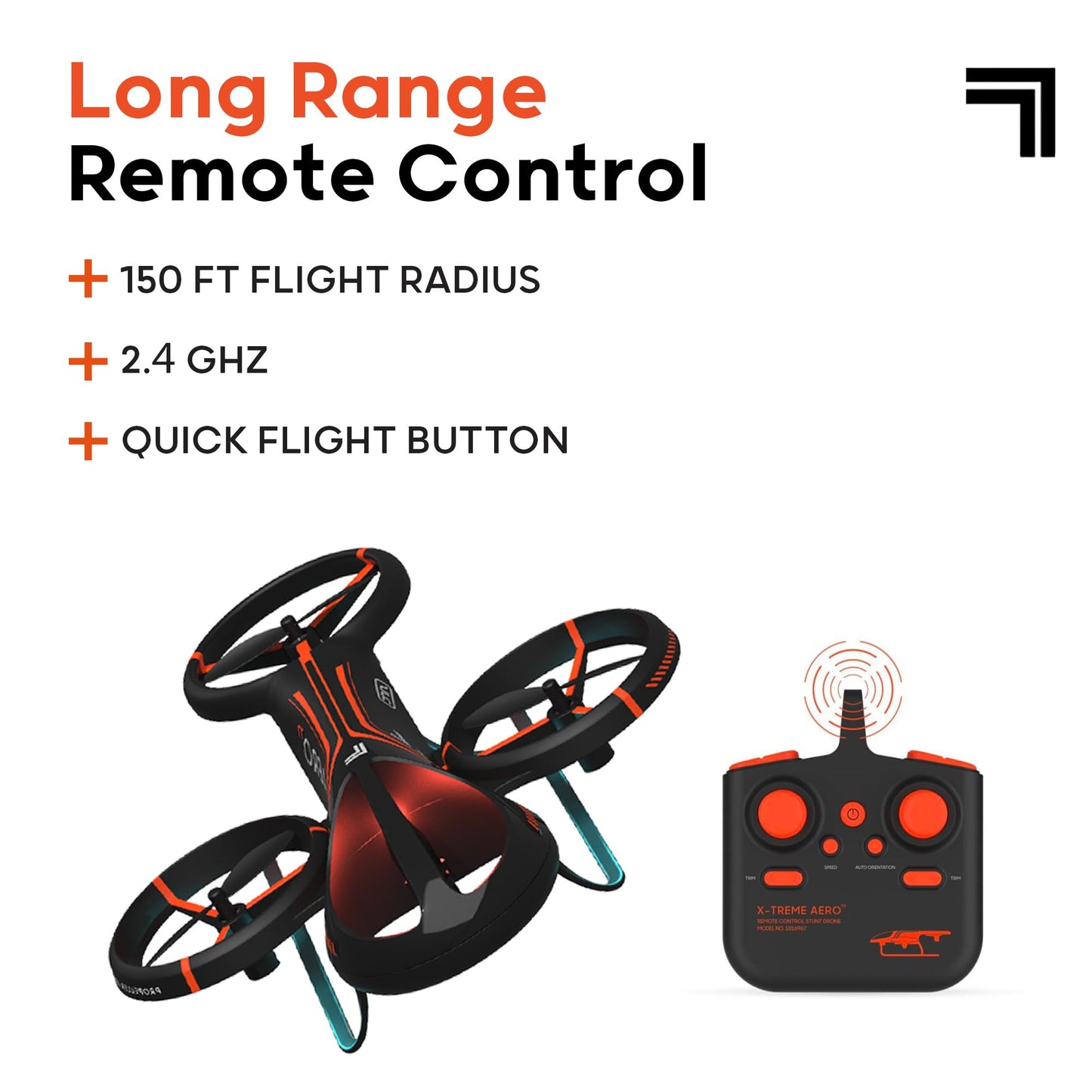Sharper Image® X-Treme Aero Mini Drone, 4.6" RC Stunt Helicopter, 2.4 GHz Long Range Remote Control, Quiet Indoor & Outdoor Toy, Lightweight Durable, Kids & Adult Beginner Pocket Drone, Small Gift