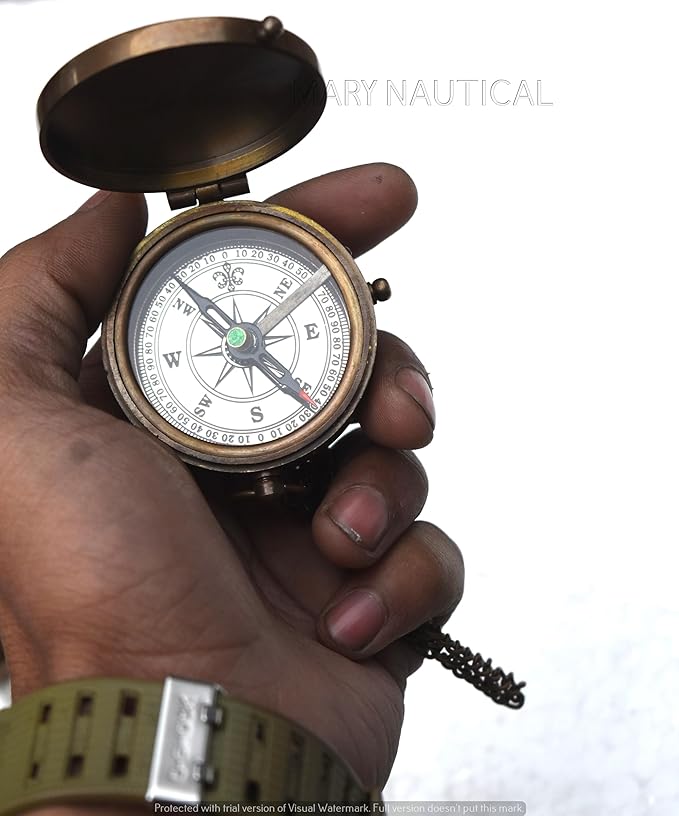 -Thoreau's Go Confidently Graduation Gift for him, Camping Compass with Leather Pouch Boating Hiking Religious Gifts, Missionary Gifts Keepsake. Confirmation Gift Direction Compass