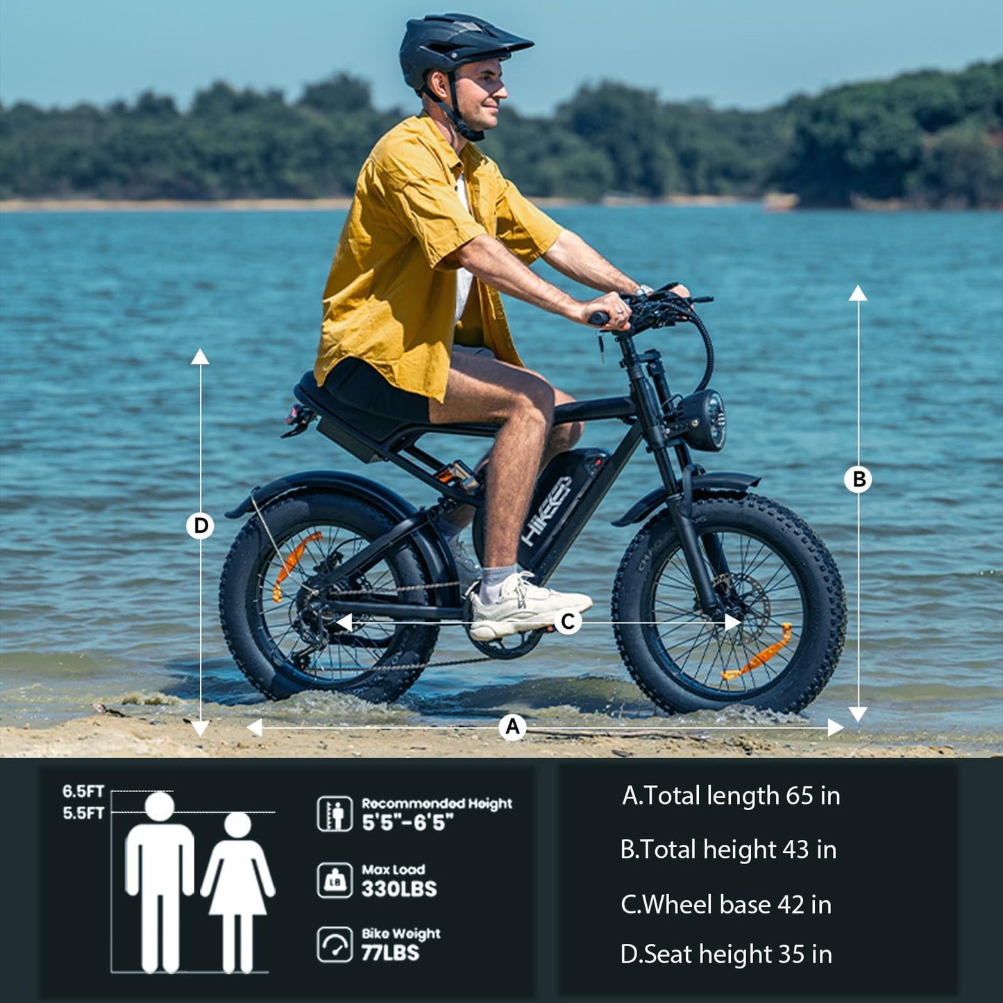 Electric Bike for Adults - K6 20 x 4 Inch Fat Tire, 750W/Peak 1500W Motor, 28MPH 48V15AH Detachable Battery, 4 Riding Modes Electric Dirt Bike, 7 Speed Electric Motorcycle, UL 2849 Certified