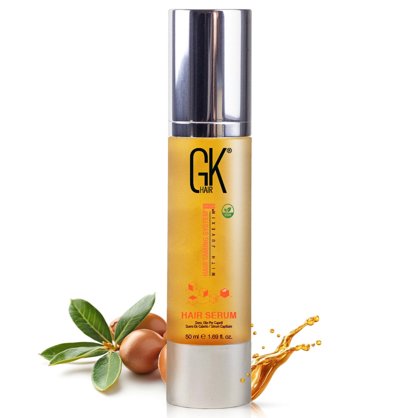 GK HAIR Hair Oil Keratin Treatment Serum Argan Oil Lightweight Formula For Frizz Control Heat Protection Add Shine Repair Dry Damaged Hydrating Sulfate Free All Hair Types Men Women 1.69 Oz