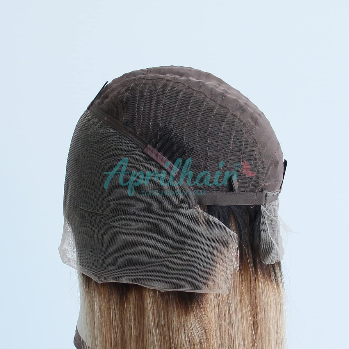 Aprilhair Pre-plucked Ombre #1B/27 Dark Root Honey Blonde Ear To Ear Lace Front Wigs Straight Glueless 150% Density Brazilian Virgin Human Hair With Baby Hair Full (16" inch, Lace Front Wig Straight)