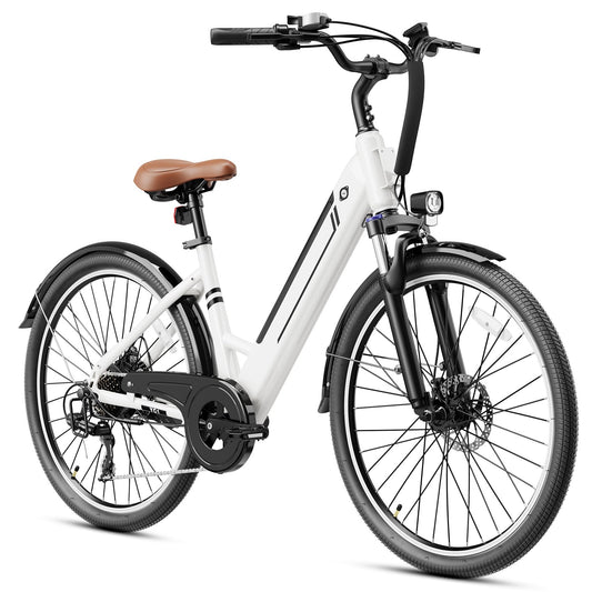 YOLOWAY Electric Bike for Adults, 26" Up to 1000W Peak Motor E-Bike, 25 Mph 40+ Mile Range Brushless City E-Bike, with 360Wh Removable Battery, 7 Speeds & Front Suspension for Commuting, Outdoor