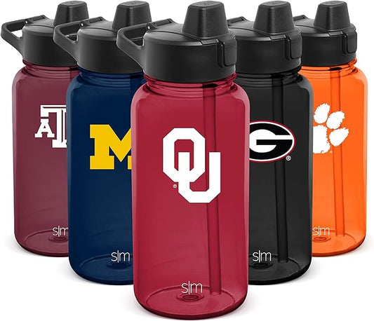 Simple Modern Officially Licensed Collegiate University Tritan Plastic BPA-Free Water Bottle with Push-Button Silicone Straw Lid | Summit Collection | 32oz
