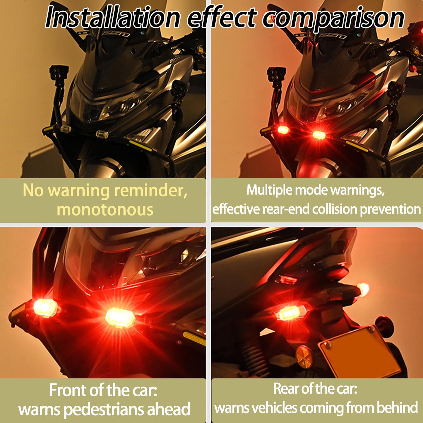 4PCS Wireless LED Strobe Lights with Remote Control, Upgraded to 350 mAh USB Rechargeable 8-Color High Brightness Waterproof Anti-Collision Warning Lights for Car, Motorcycle, Drone, Truck, Bike