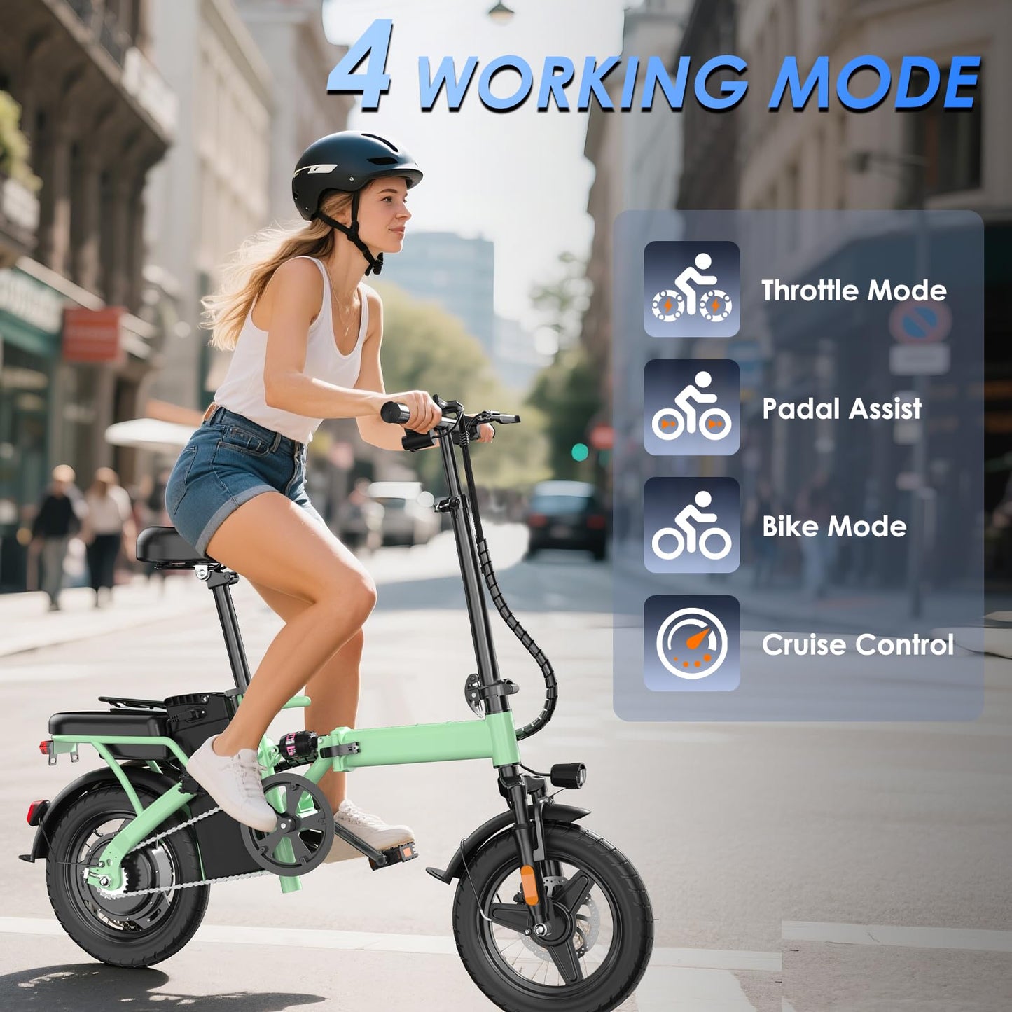 E14 Folding Electric Bike for Adults 500W Peak Motor, Foldable E Bike 14" Electric Bicycles with 48V 13Ah Removable Battery UL 2849 Certified, 25 Miles PAS Range, Mini Ebikes for Teens (E14 Green)