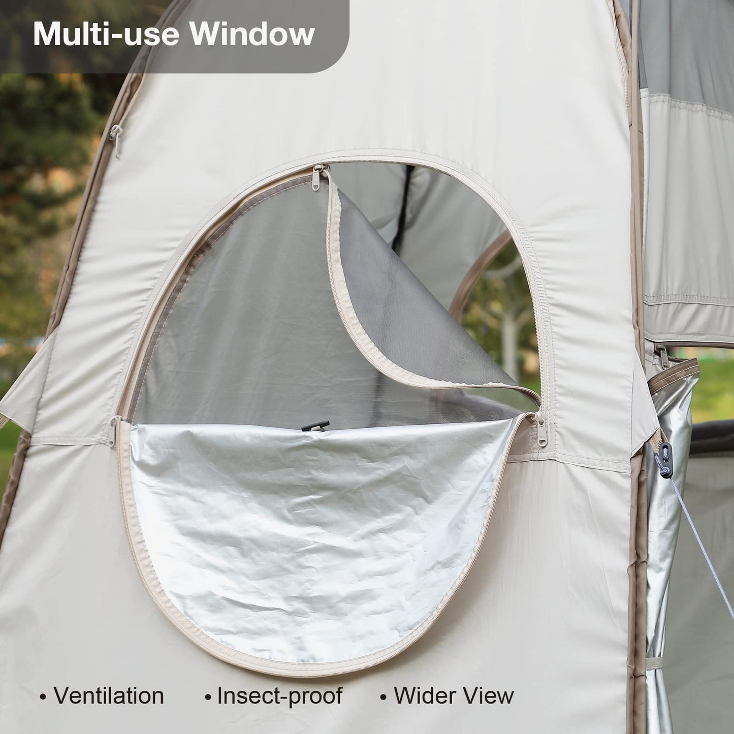 TRIPTIPS Pop Up Shower Tent with Floor Changing Tent with Mesh Window Camping Shower Tent 6.9 FT Privacy Tent for Portable Toilet Outdoor Portable Dressing Room, Removable Rain Cover/UPF 50+
