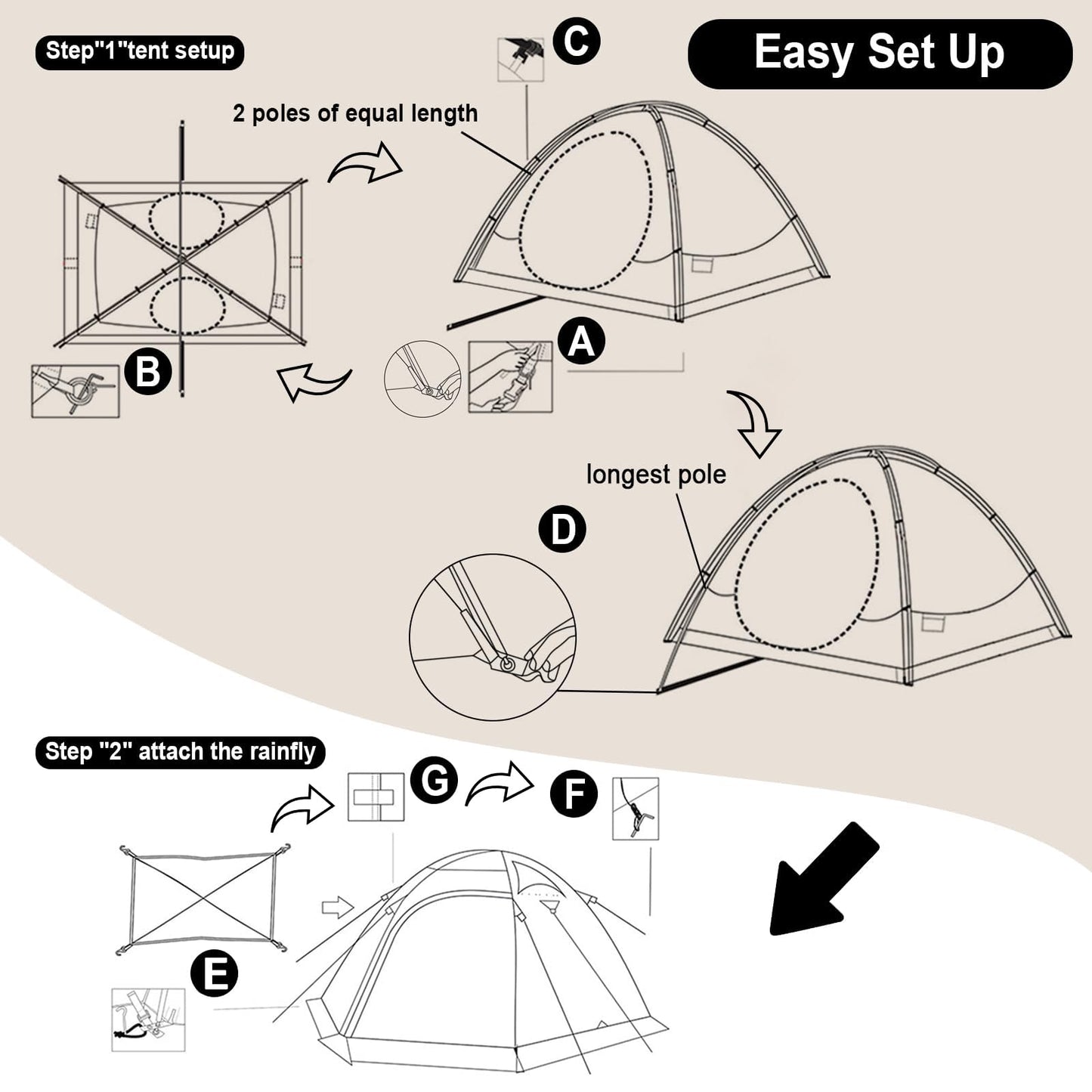 Camppal 2 Person Backpacking Tent, Waterproof 4 Season Tent, Windproof Rainproof Cold Weather Winter Tent for Camping, Hiking, Hunting, Motorbiking, Cycling - Green