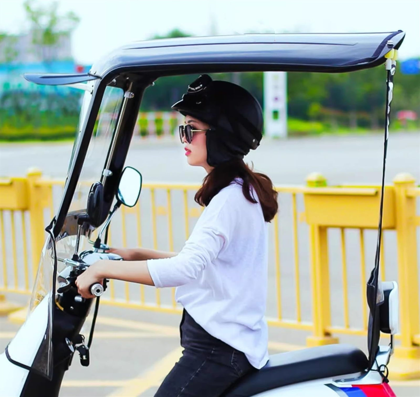 Electric Bike Cover Waterproof Canopy Umbrella for Mobility Scooters & Battery Cars - Universal Outdoor Sunshade for Electric Motorcycles (Size A)