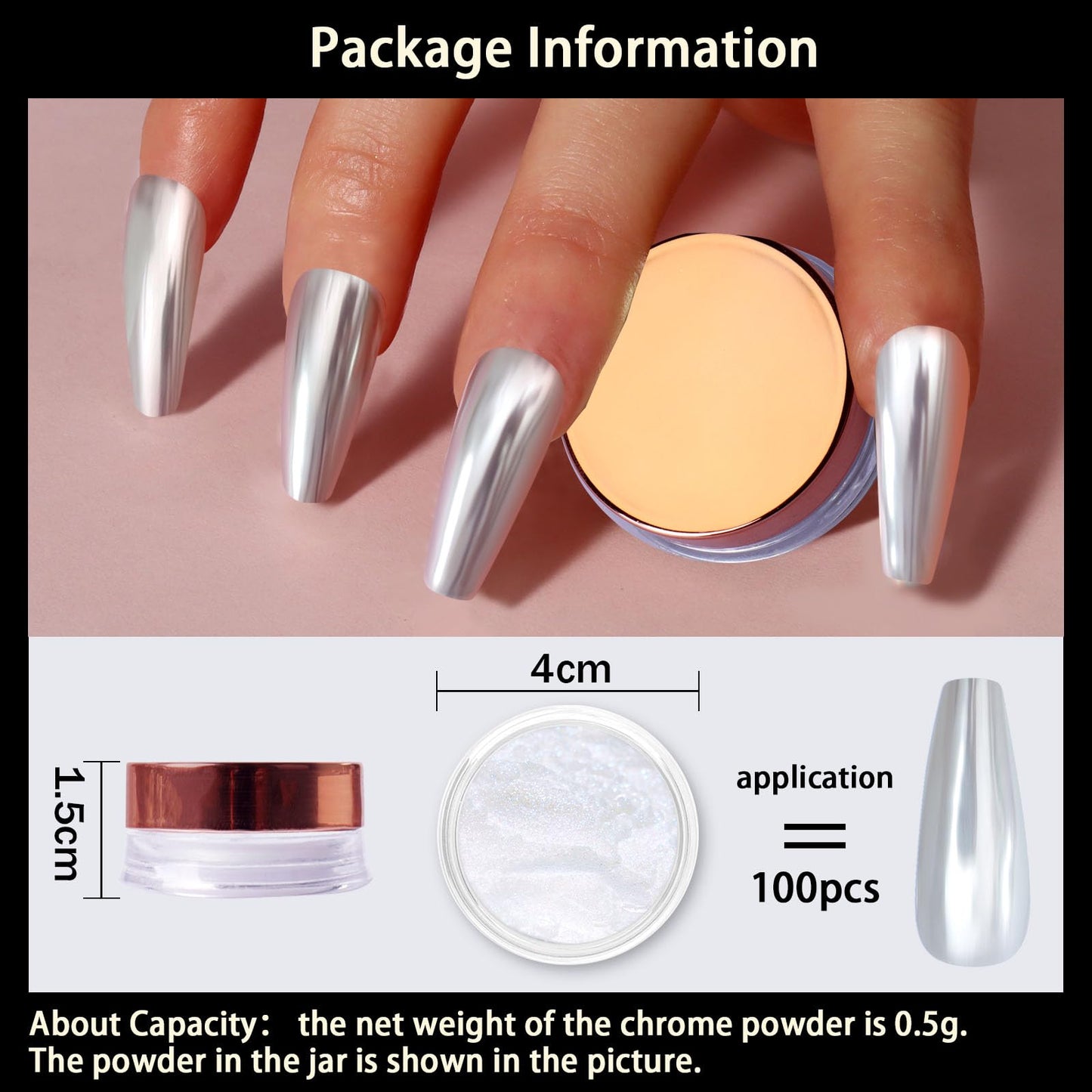 Allstarry Unicorn Chrome Nail Powder, Aurora Mermaid Iridescent White Pearl Nail Chrome Powder Pigment Glitter Fairy Dust for Nail Art, Manicure, Gel Nail Polish - Moonlight White