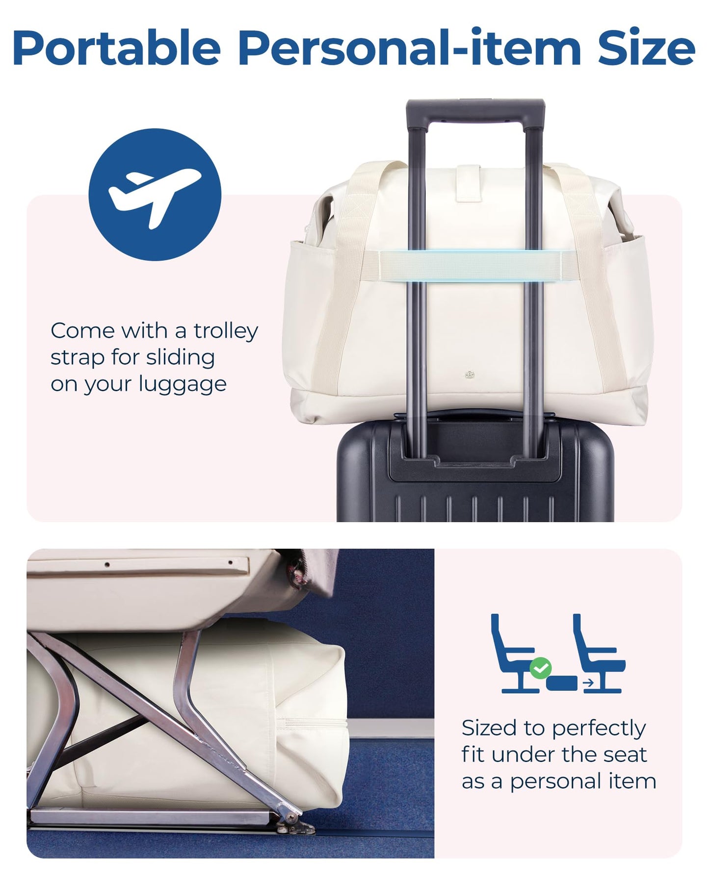 BAGSMART For Spirit Airlines Personal Item Bag, 23L Foldable Weekender Bags for Women Gym Tote Overnight Bag for Travel