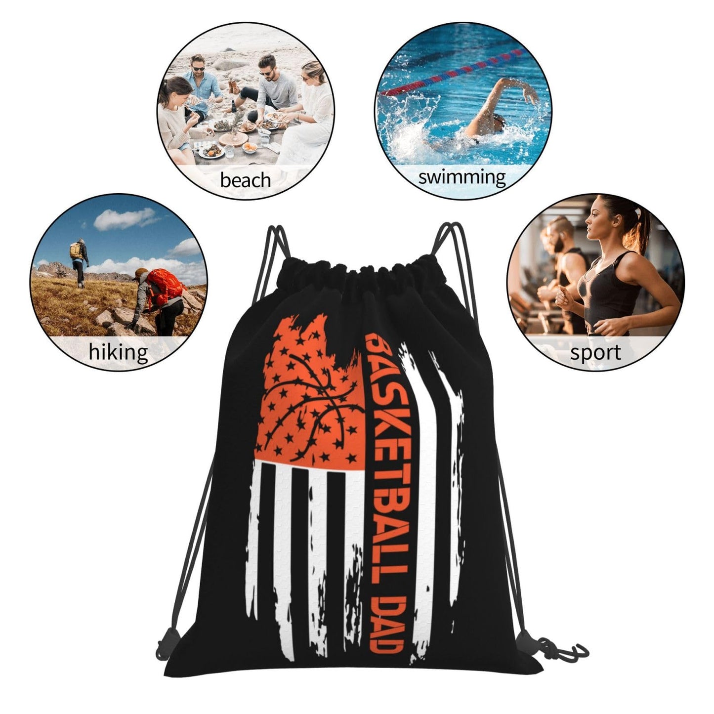 AIMASTZ Funny Basketball Dad Unisex Drawstring Backpack Bag Sport Gym Swim Travel Sackpack