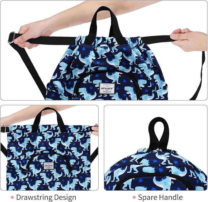 Dry Wet Drawstring Backpack with Shoe Compartment for Women Adjustable Gym Bag