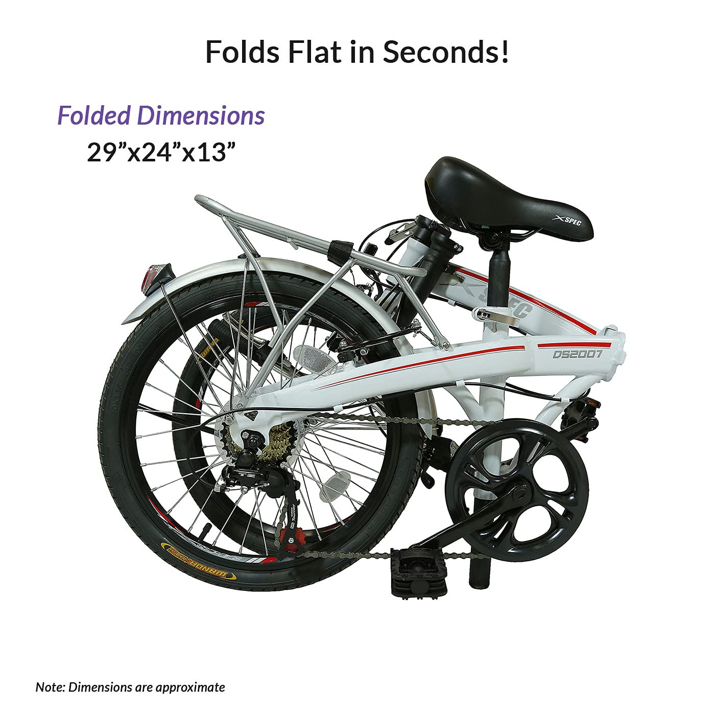Xspec 20" 7 Speed Folding Compact City Commuter Bike, White (NOT an Electric Bike)