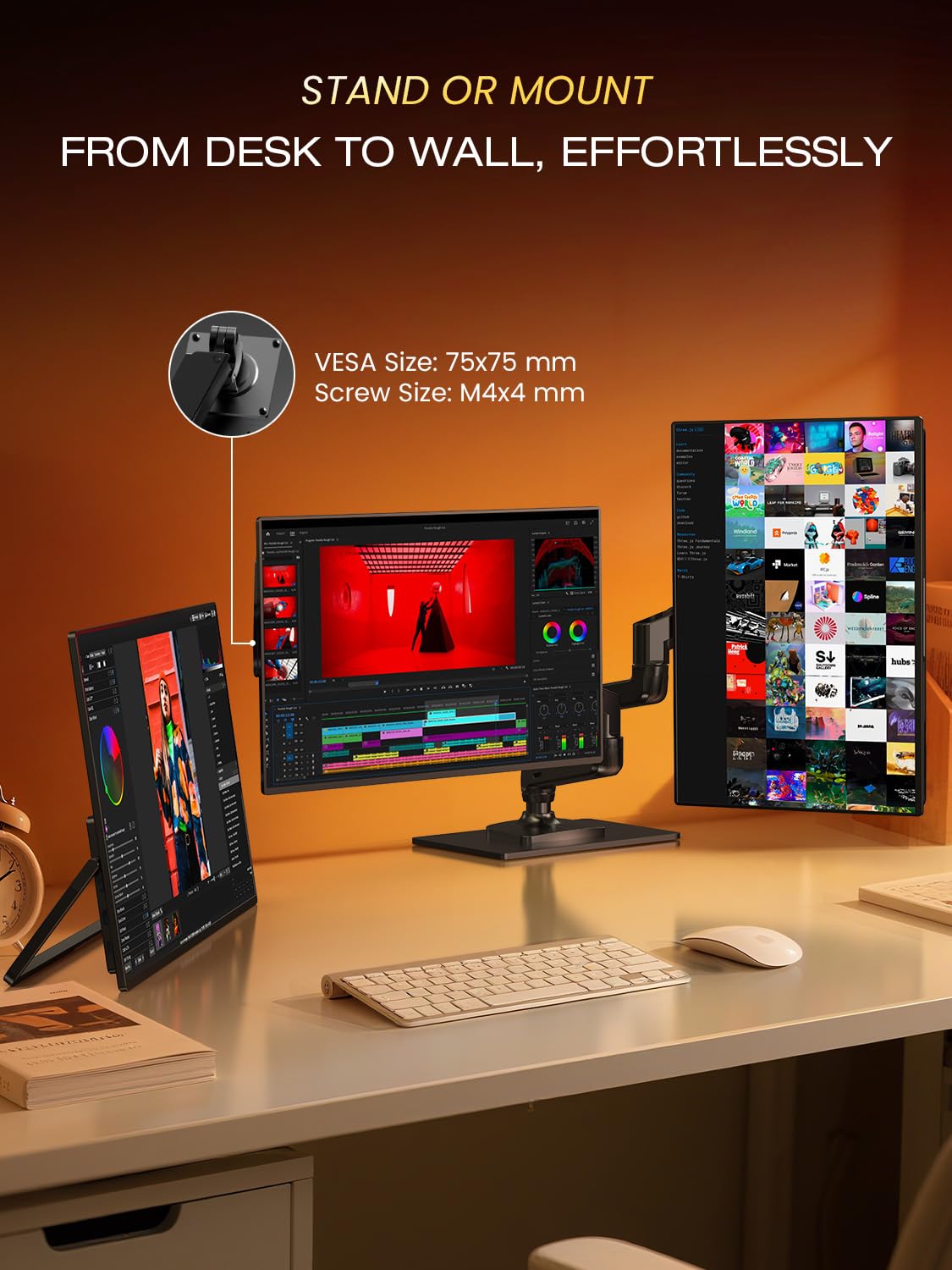 UPERFECT Mini LED Portable Monitor 14" 2.5K | 1500 Nits | 2560x1600 | 10000:1 Contrast | 1ms Freesync Portable Monitor for Laptop w/Stand & VESA, Slim Travel Screen for PC Phone Game Consoles