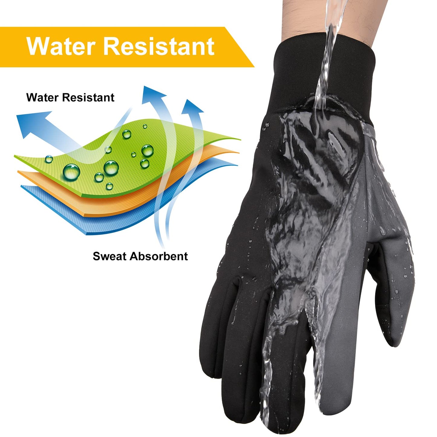 KOPHOTY Bike Touchscreen Winter Warm Glove - Windproof Anti Slip Water Resistant for Running Cycling Driving Phone Texting Outdoor Hiking Hand Warmer in Cold Weather for Men and Women (Small)