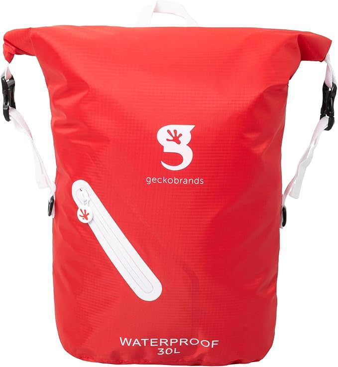 geckobrands Lightweight 30L Waterproof Backpack - Lightweight Watertight Outdoor Bag Hiking Traveling Light Water Activities