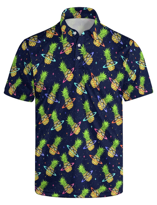 MSCPZH Mens Golf Shirts Fruits Golf Polo Shirts for Men Short Sleeve Polo Shirts Golf Mens Polo Navy