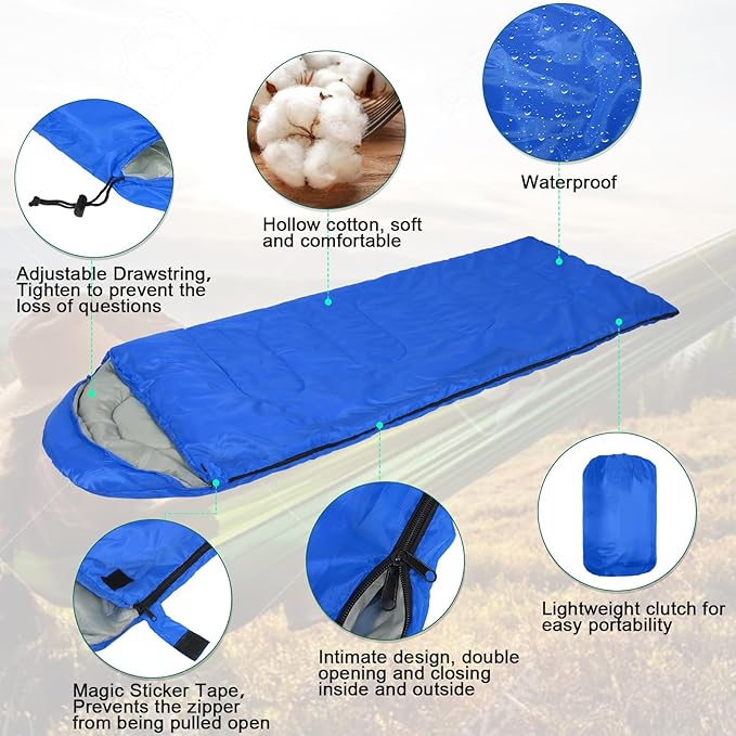 10 Pcs 0 Degree Camping Sleeping Bags Bulk for Adults Cold Weather Sleeping Bags 4 Season Warm Waterproof Lightweight with Compression Sack for Backpacking Hiking Travel Homeless